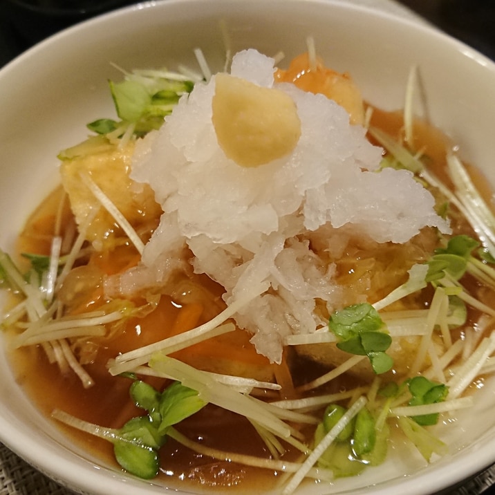 揚げ出し豆腐の野菜あんかけ